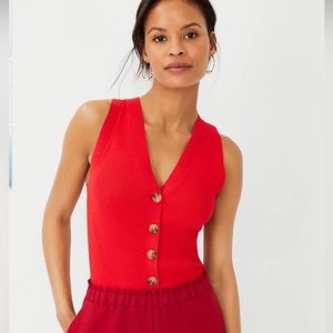 NWT Ann Taylor Button Front V-Neck Sweater Shell Size XL
